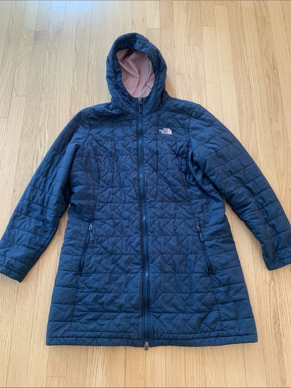 The North Face Women’s Tamburello Quilted Longline Hooded Parka Jacket Blue XL